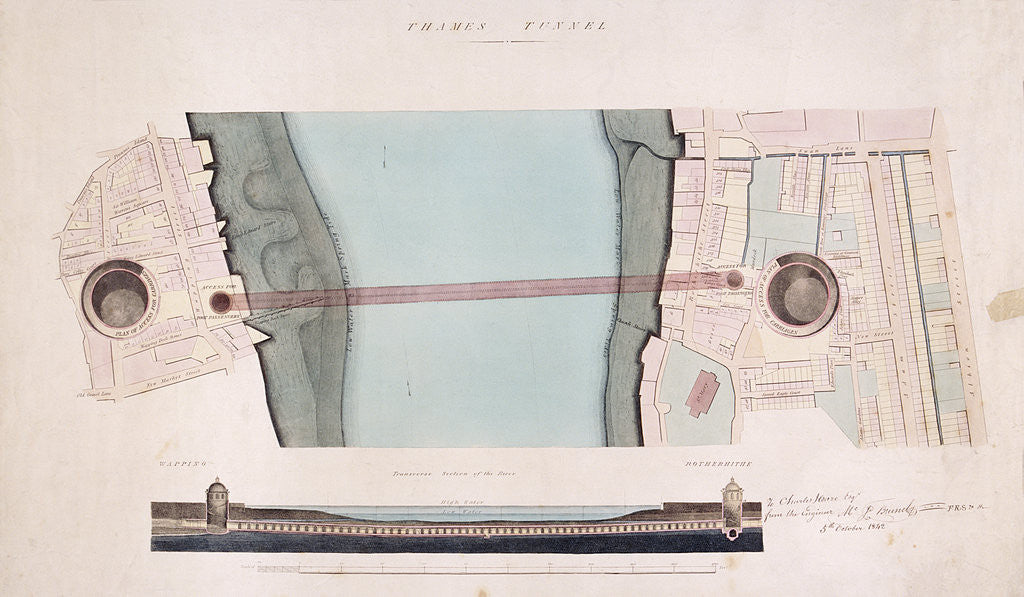 Detail of Plan and longitudinal section of the Thames Tunnel, London by Anonymous
