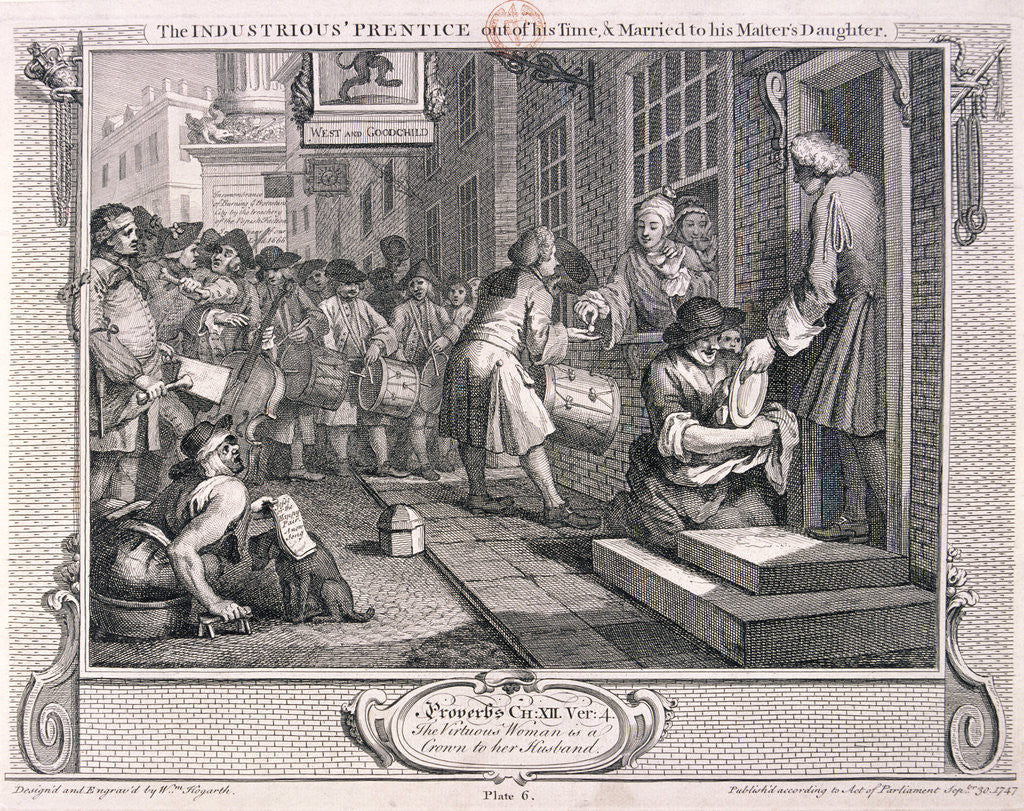 Detail of The industrious 'prentice...married...', plate VI of Industry and Idleness by William Hogarth