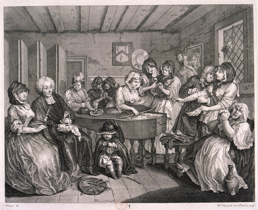 Her funerall properly attended, plate VI of The Harlot's Progress by William Hogarth