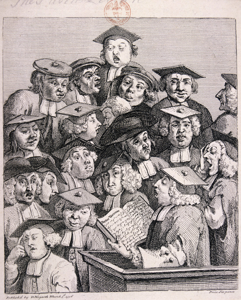 Detail of Scholars at a lecture by William Hogarth