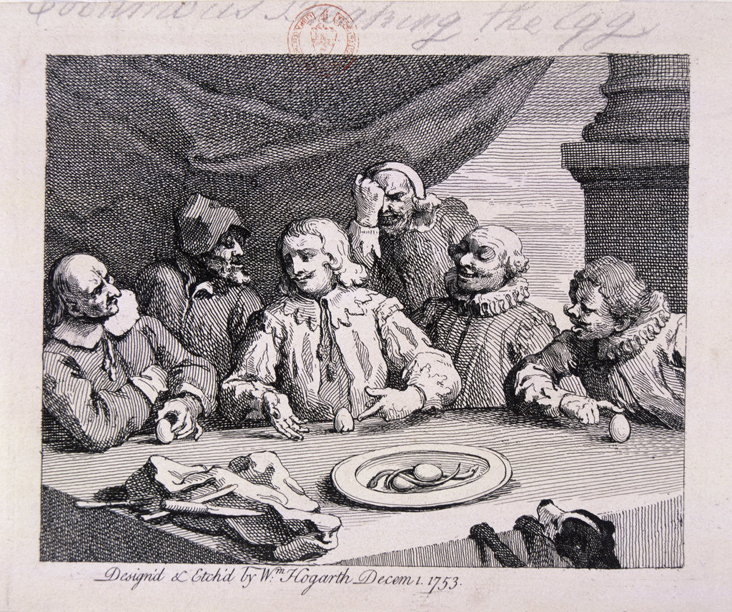 Detail of Columbus breaking the egg by William Hogarth