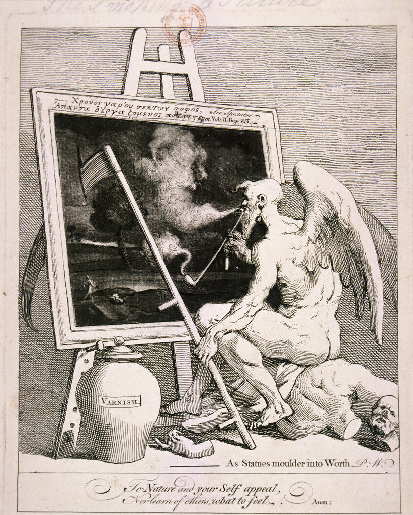 Detail of Time smoking a picture by William Hogarth