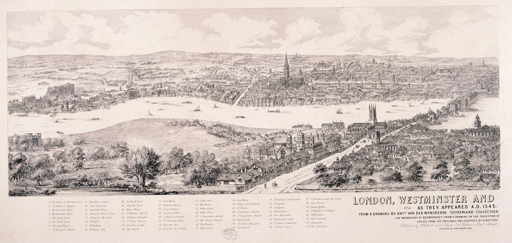 Detail of View of London from Southwark by Nathaniel Whittock