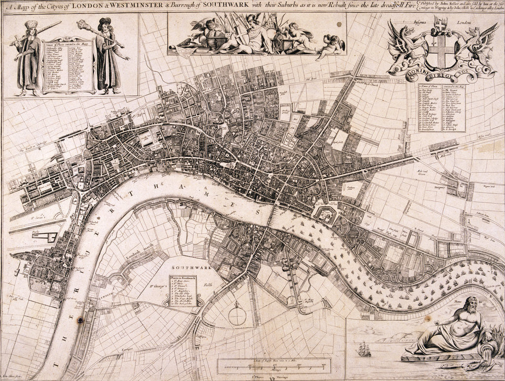 Detail of Map of London by John Oliver