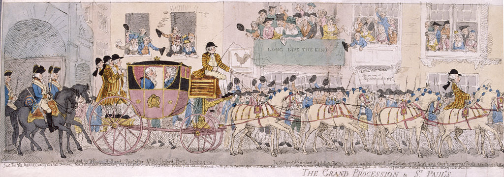 Detail of Procession of King George III and Queen Charlotte to St Paul's Cathedral, London by Thomas Rowlandson