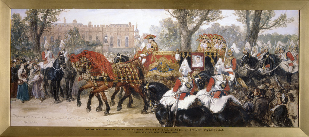 Detail of Royal procession of the carriage of the Prince and Princess of Wales, London by Sir John Gilbert