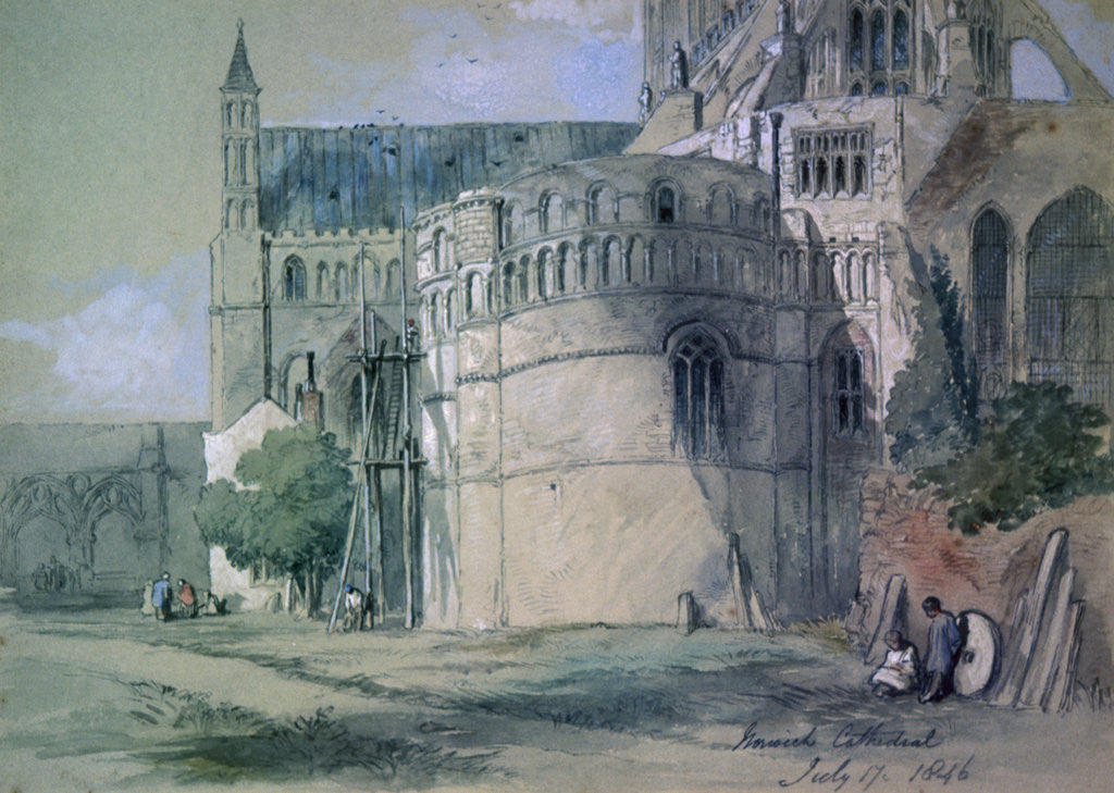 Detail of Norwich Cathedral by Sir John Gilbert