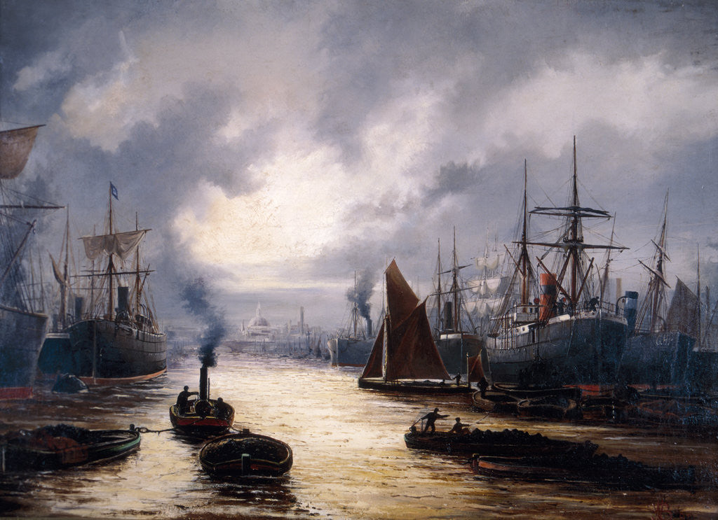 Detail of The Pool of London by WJ Baker