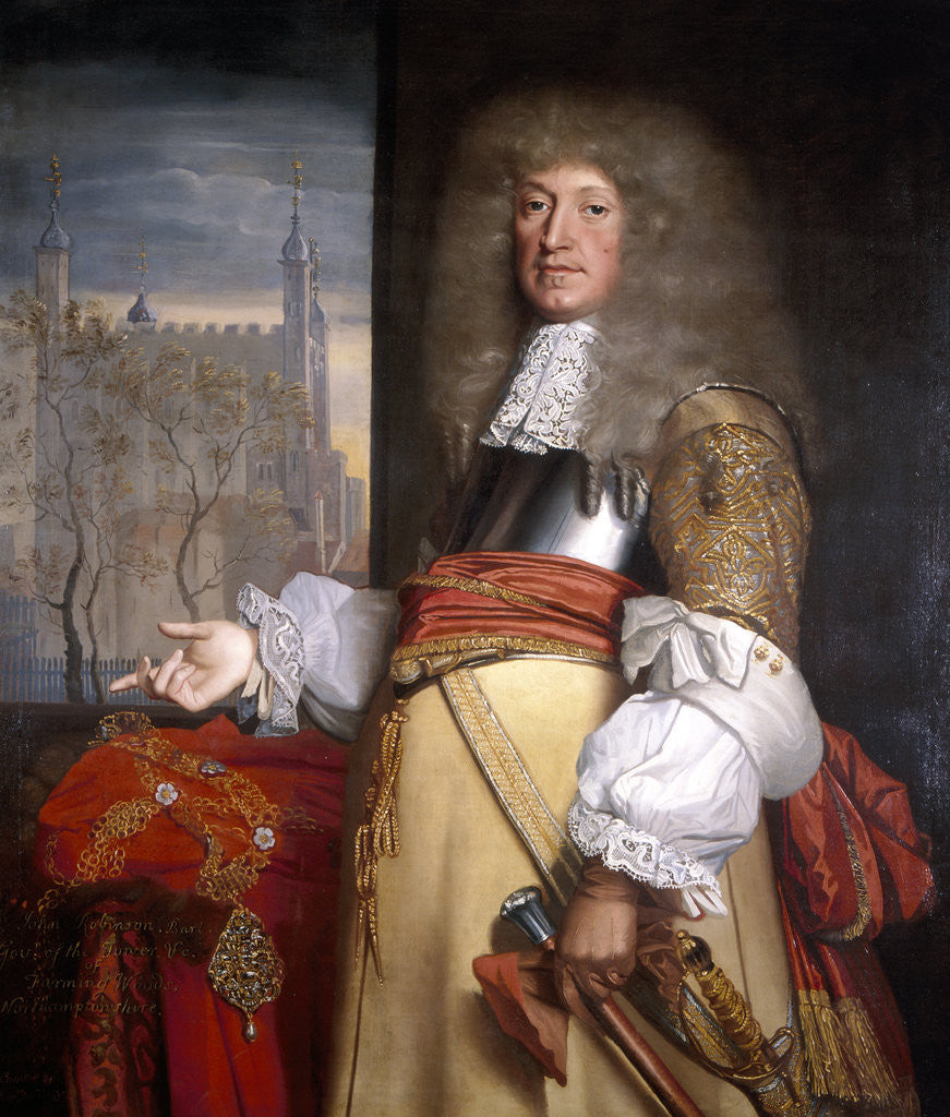 Detail of Sir John Robinson, Lord Mayor 1662 by John Michael Wright