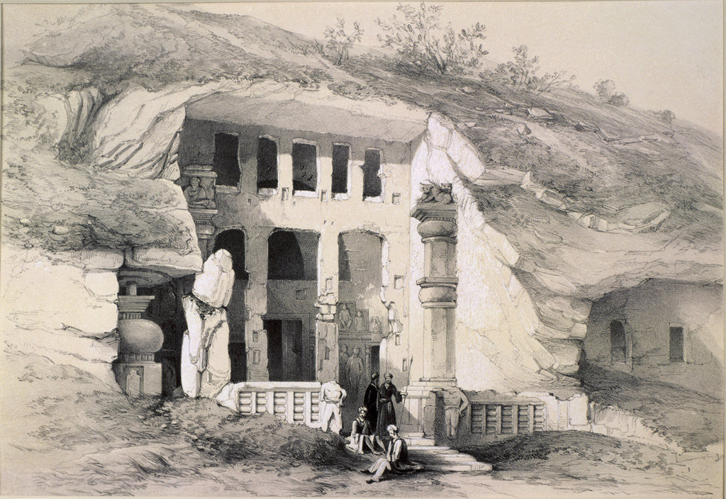 Detail of Kannari, Exterior of Great Chaitya Cave by Thomas Colman Dibdin