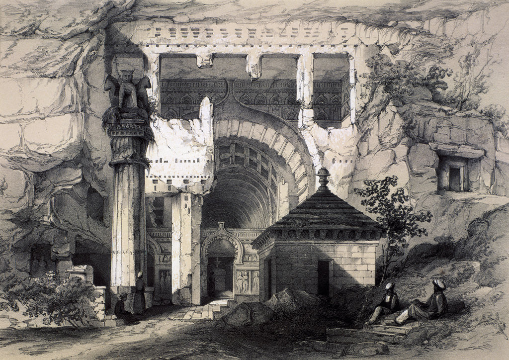 Detail of Karli, Entrance of Great Chaitya Cave by John Weale