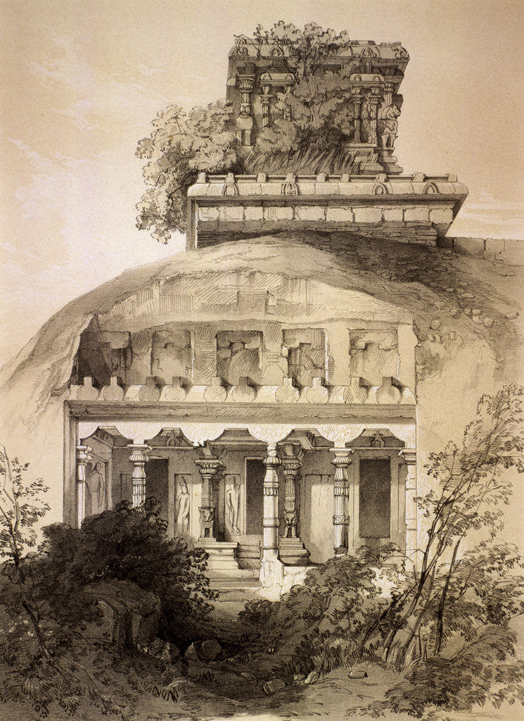 Detail of Cave with Structural Vimana, Mahavellipore by Thomas Colman Dibdin