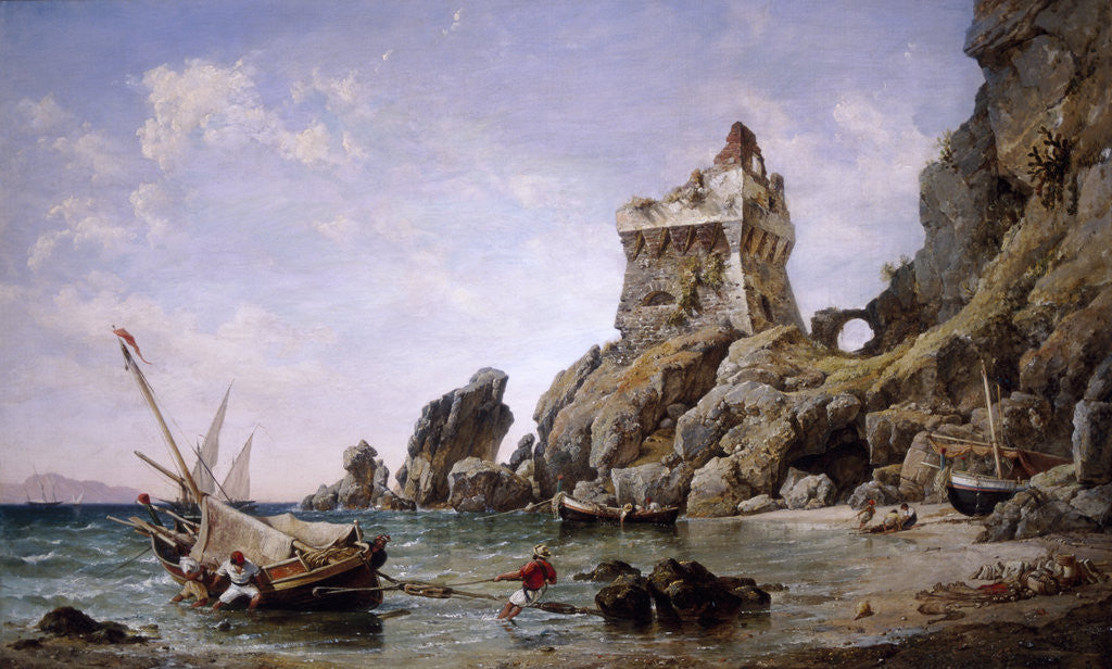 Detail of Salerno, Italy by Edward William Cooke