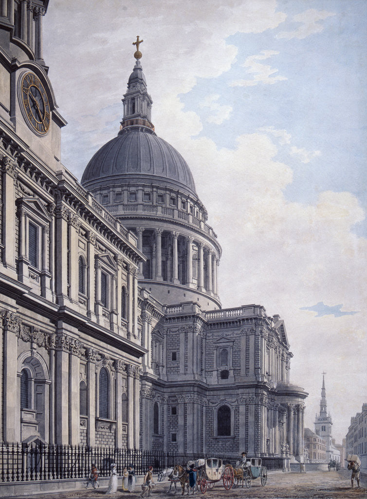 Detail of South side of St Paul's Cathedral, London by James Malton