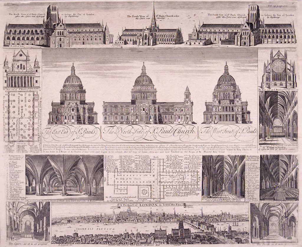 Detail of St Paul's Cathedral, London by David Loggan