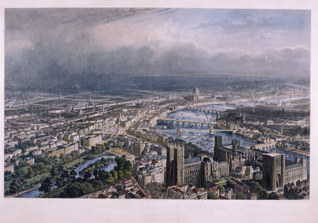 Detail of View of London from Westminster by A Appert