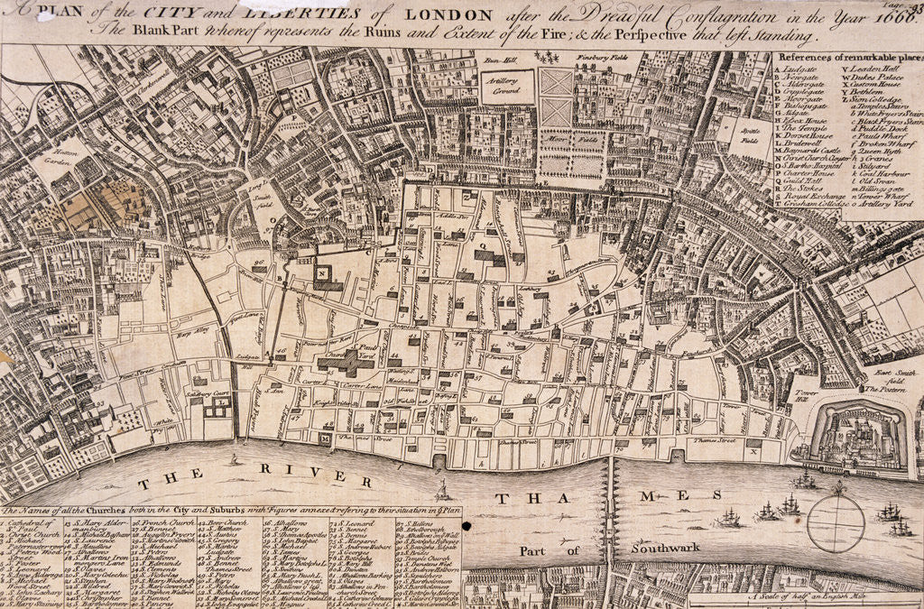 Detail of Map of London by Anonymous