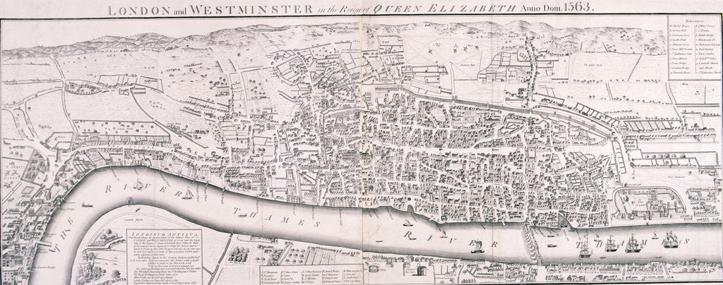 Detail of Map of London, 1789 representing Elizabethan London by Anonymous