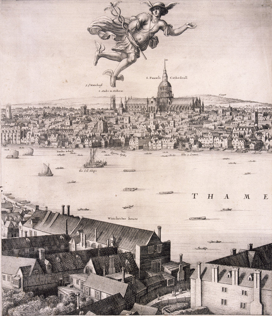 Detail of Panoramic view of London by Wenceslaus Hollar