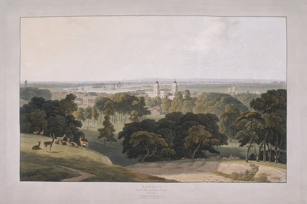 Detail of Greenwich Park, London by William Daniell