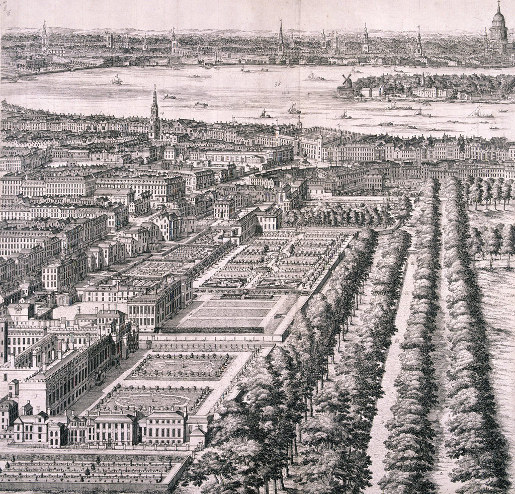 Detail of Panoramic view of London by Johannes Kip