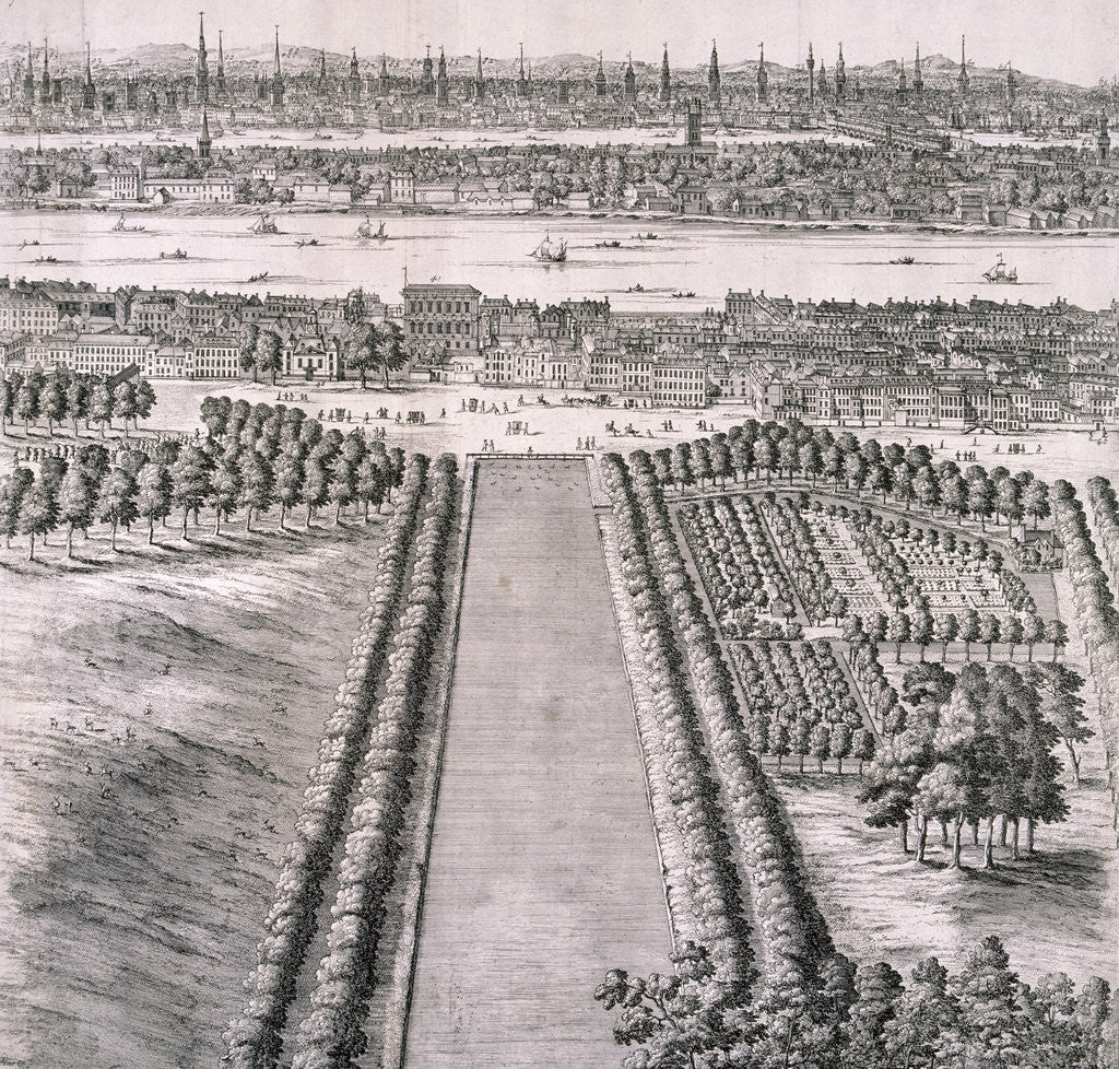 Detail of Panoramic view of London by Johannes Kip