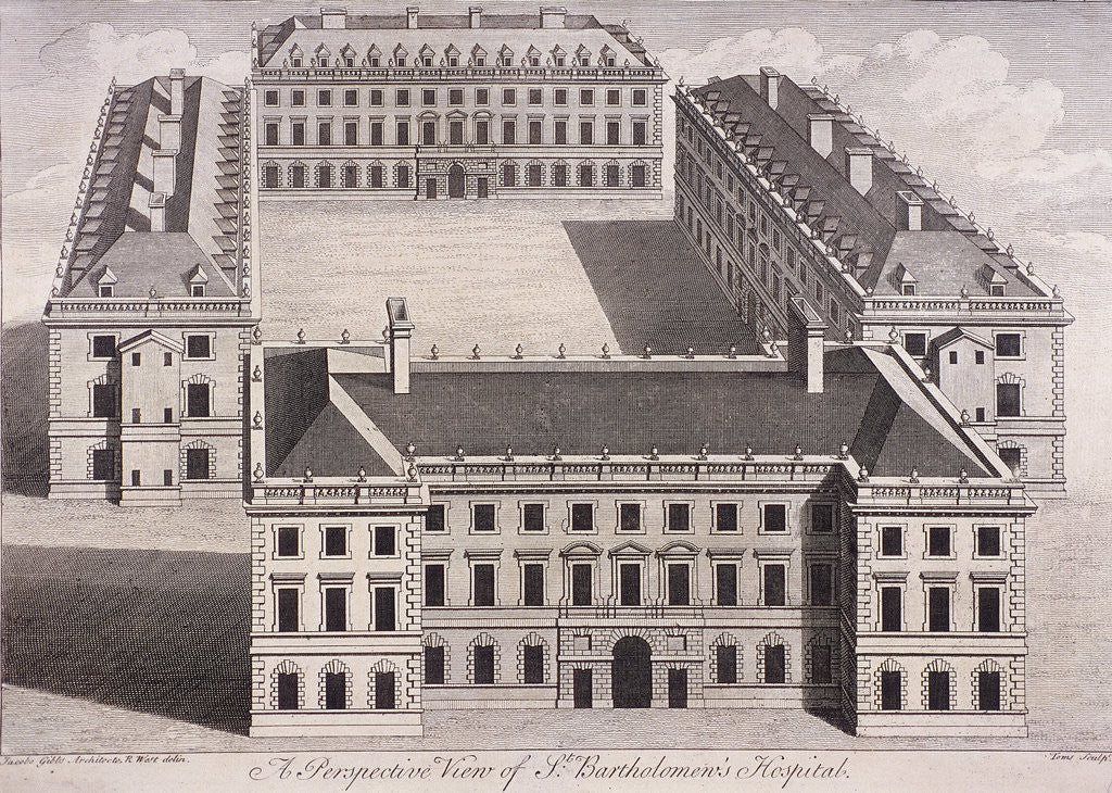 Detail of St Bartholomew's Hospital, London by William Henry Toms