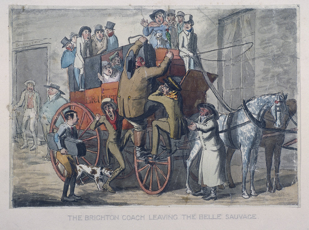 Detail of Brighton Coach leaving th Belle Sauvage Inn, London by Anonymous