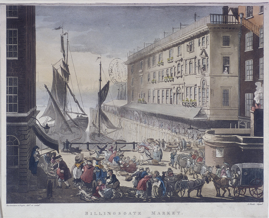 Detail of Billingsgate Market and Wharf, London by J Bluck