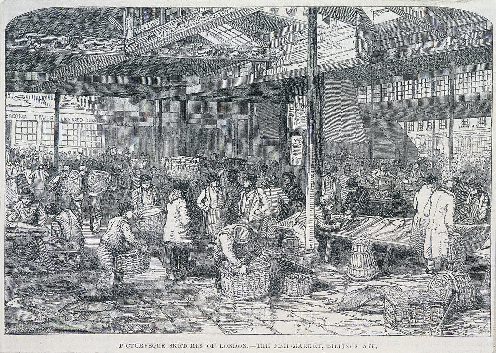 Detail of Billingsgate Market, London by Henry Vizetelly