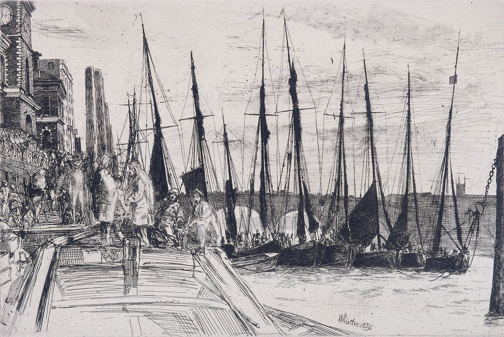 Detail of Boats alongside Billingsgate, London by James Abbott McNeill Whistler
