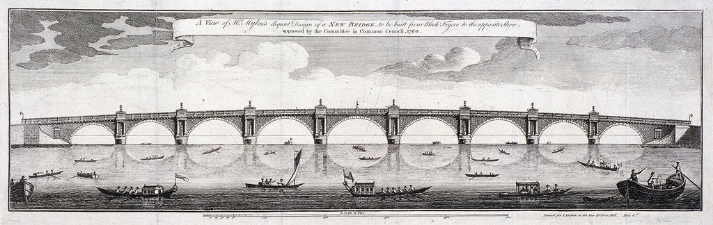 Detail of Design for Blackfriars Bridge, London by Robert Mylne II