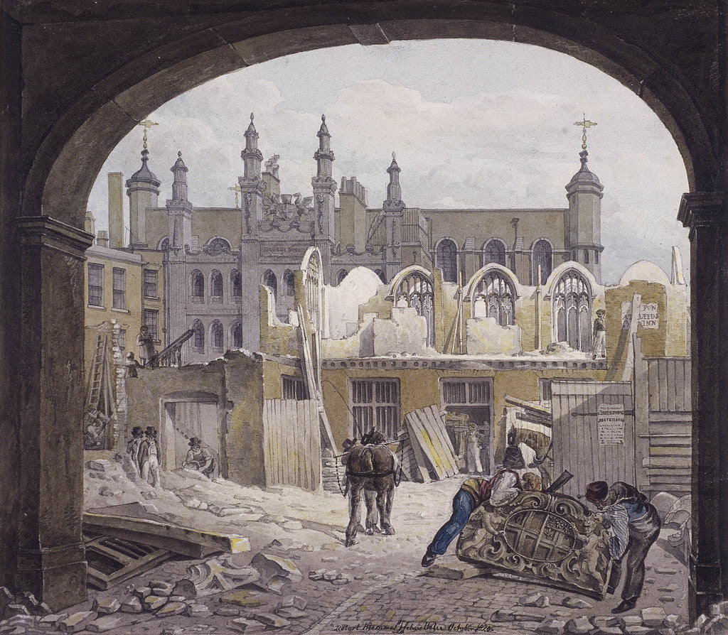Detail of Demolition of Guildhall Chapel, London by Robert Blemmell Schnebbelie