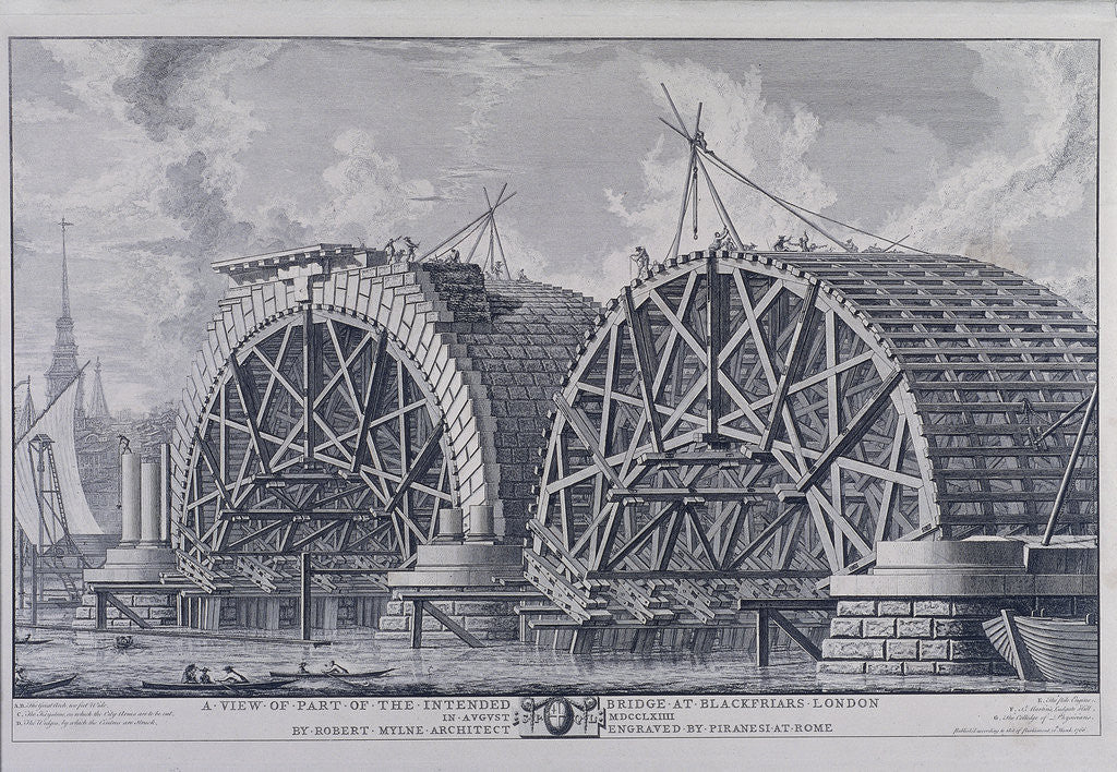 Detail of Blackfriars Bridge, London by Giovanni Battista Piranesi