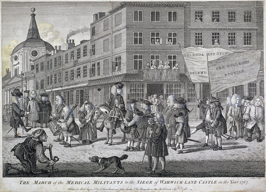 Detail of The March of the Medical Militants to the siege of Warwick Lane Castle, London by John June