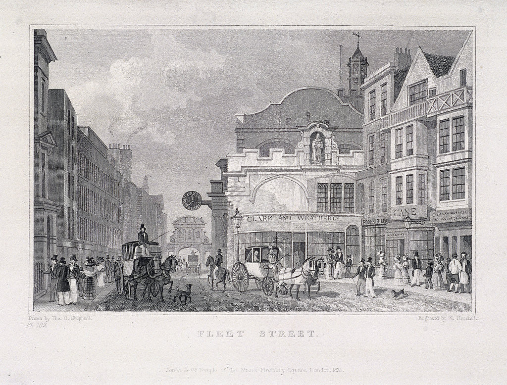 Detail of Fleet Street, London, 1831 by W Henshall