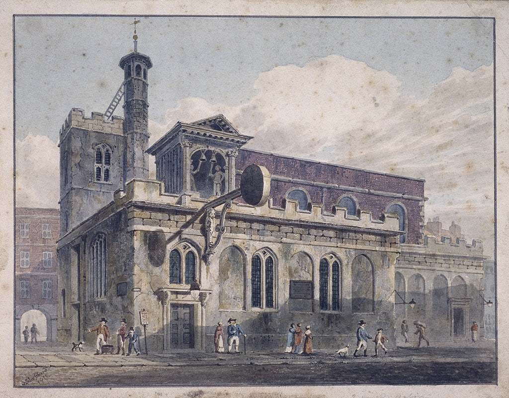 Detail of St Dunstan in the West, London by George Shepherd