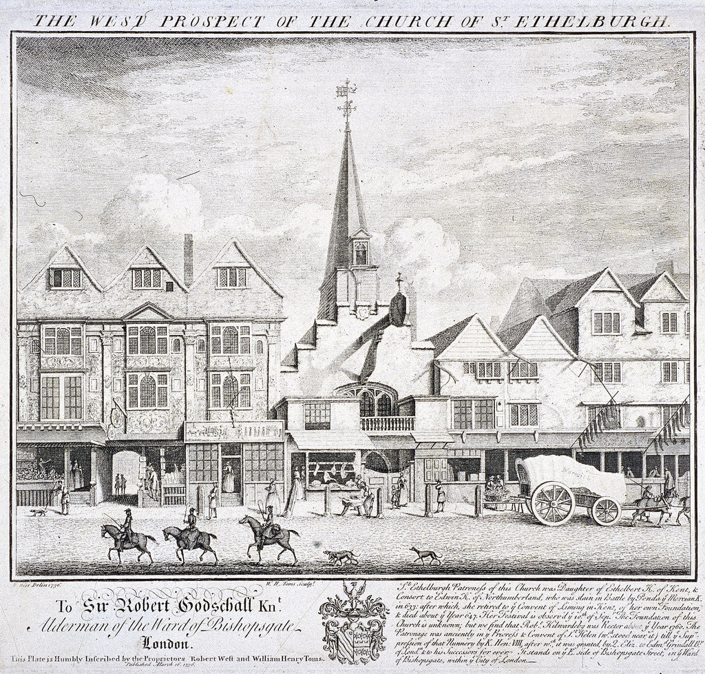 Detail of St Ethelburga-the-Virgin within Bishopsgate, London by William Henry Toms