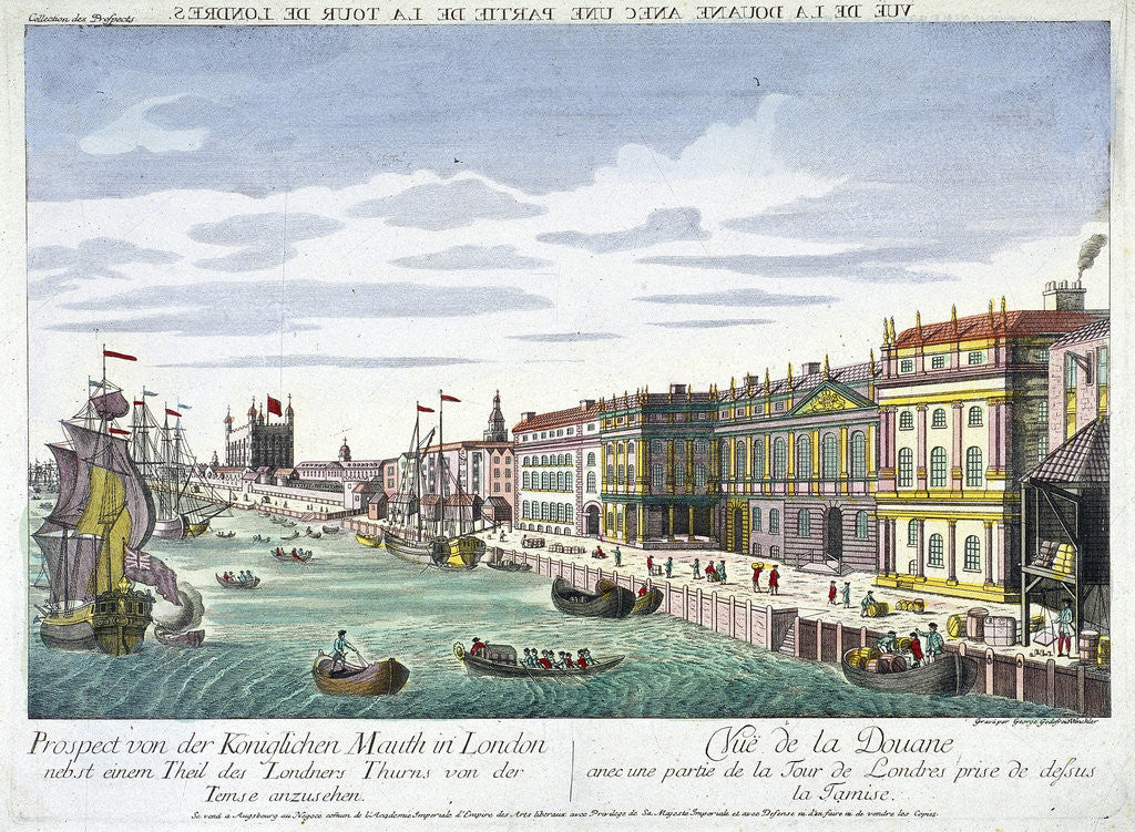 Detail of View of Custom House and River Thames, London by George Godofroid Winkler
