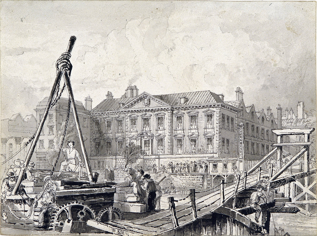Detail of Fishmongers' Hall, Thames Street, London by William Henry Bartlett