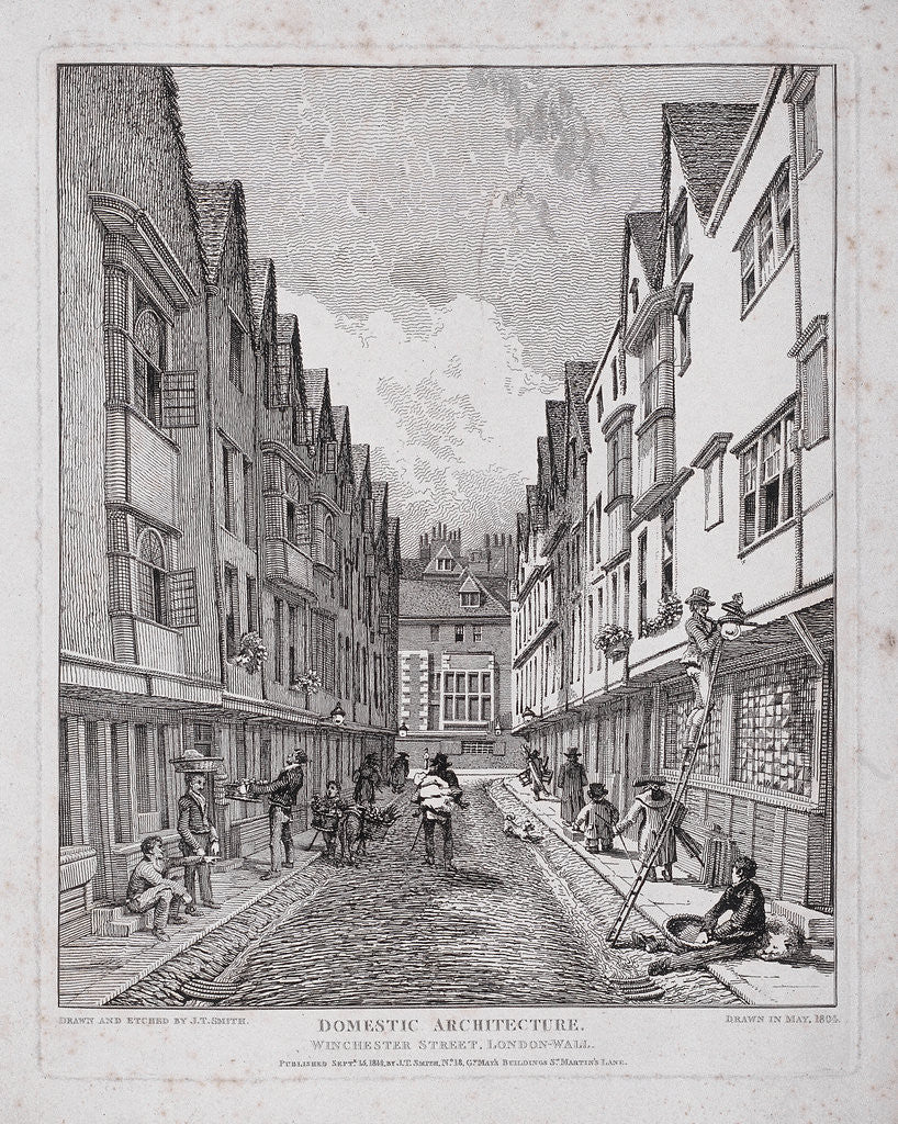 Detail of Great Winchester Street, London by John Thomas Smith