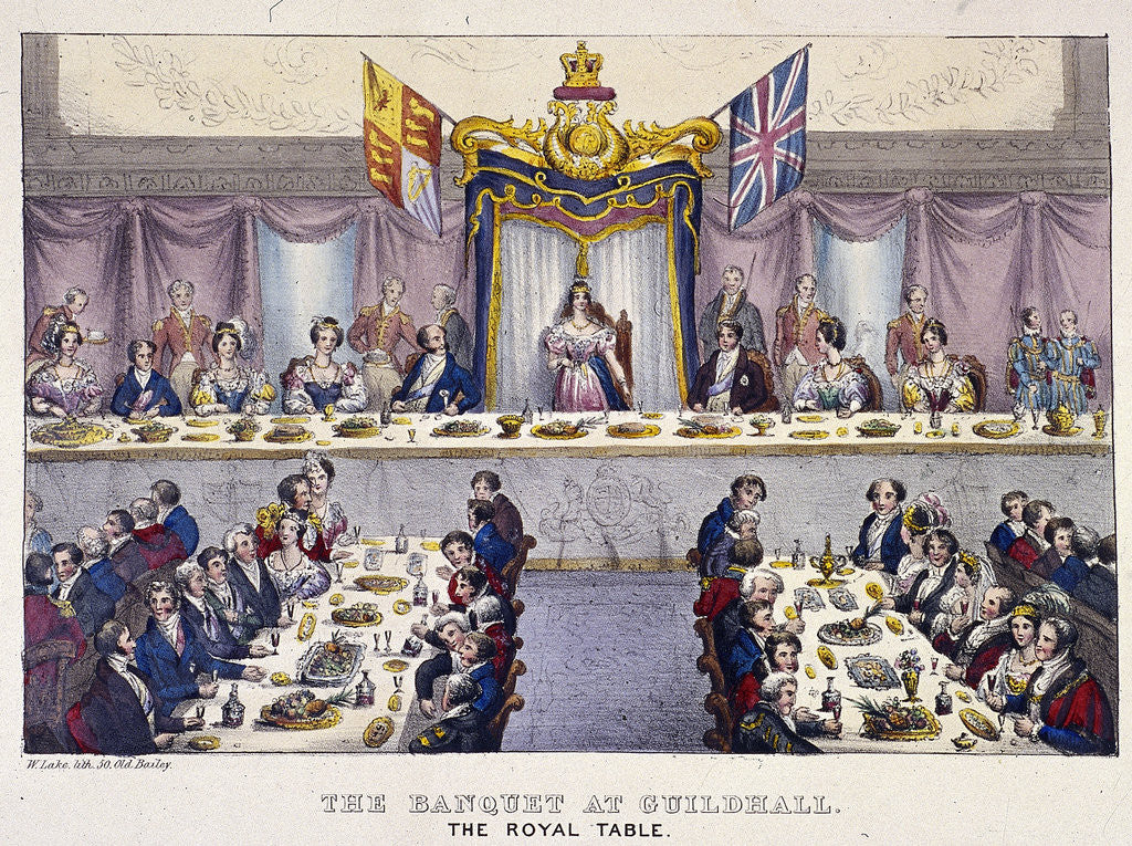 Detail of Queen Victoria at the Guildhall banquet, London by W Lake