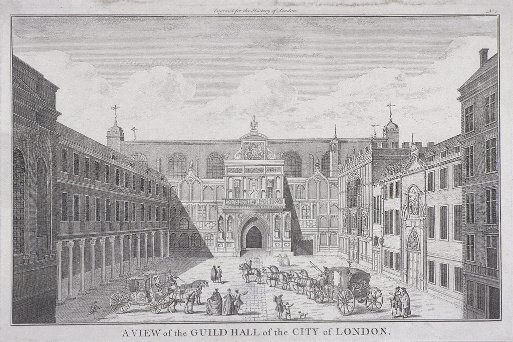 Detail of Guildhall, London by John Chessell Buckler
