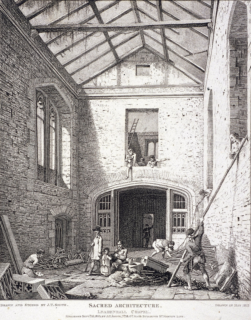 Detail of Leadenhall Chapel, London by John Thomas Smith