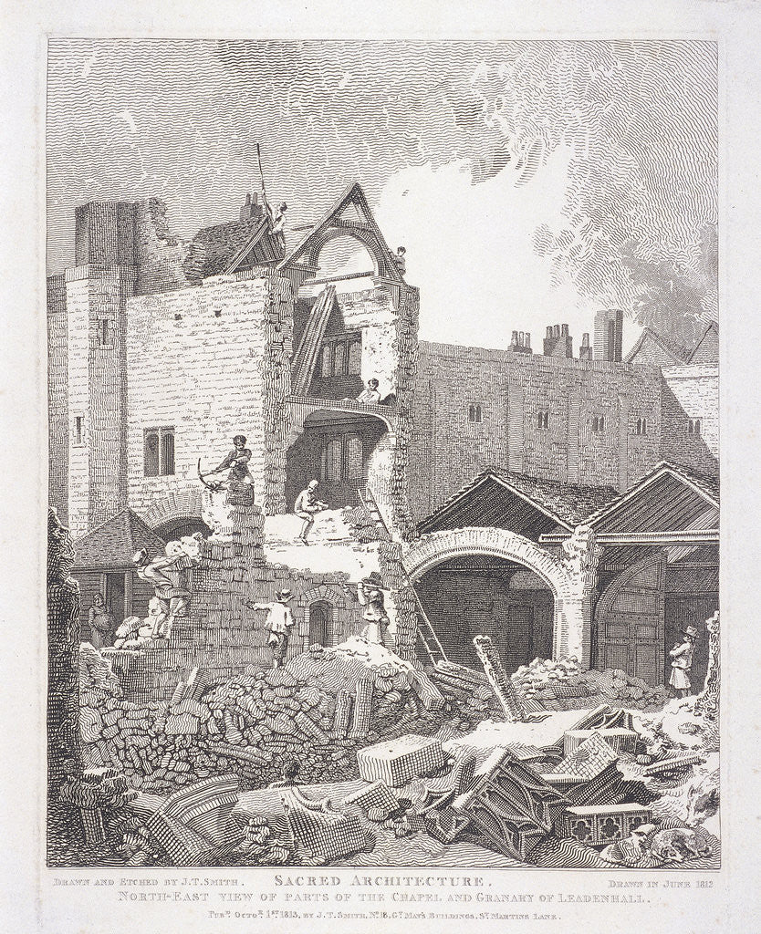 Detail of Leadenhall Chapel, London by John Thomas Smith