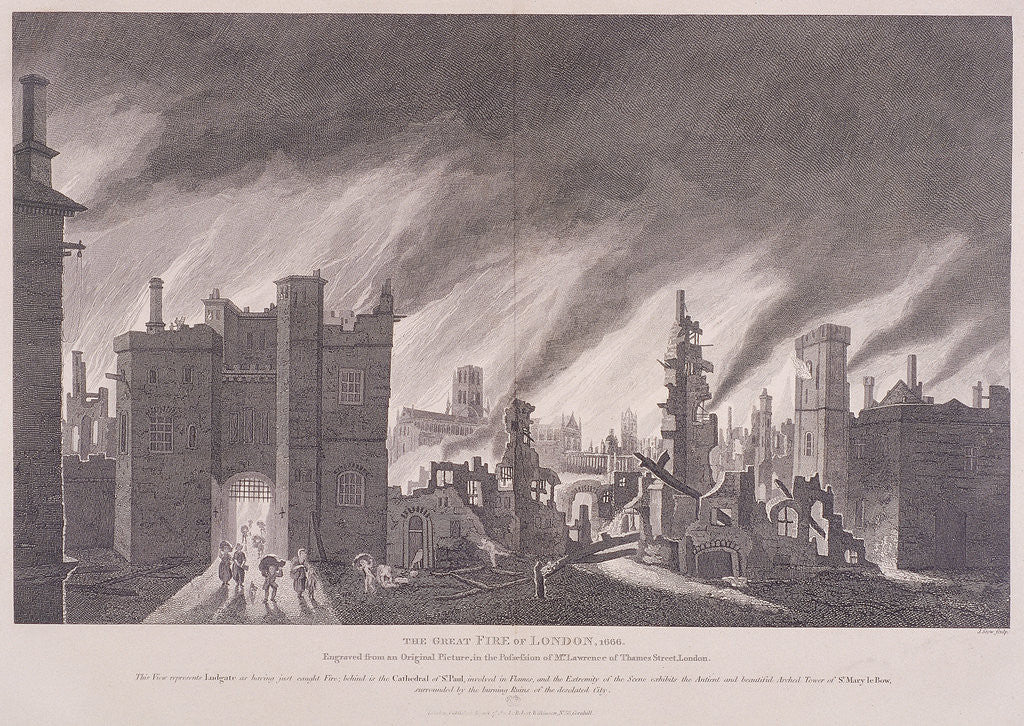 Detail of Ludgate, The Great Fire of London by John Stow