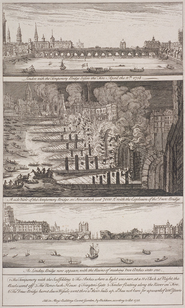 Detail of London Bridge (old), London by Anonymous