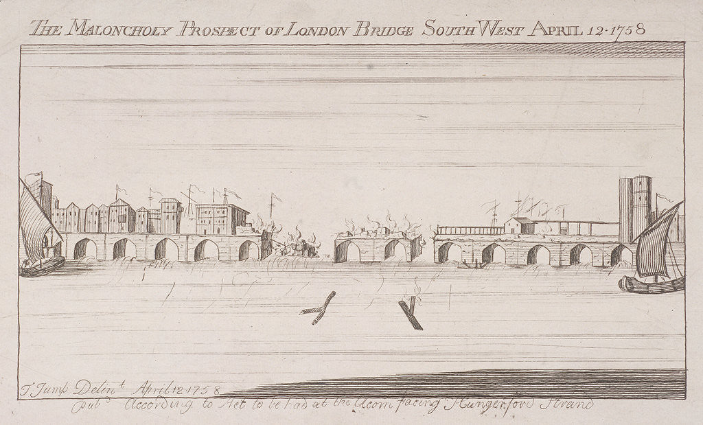 Detail of London Bridge (old), London, 1758 by Anonymous
