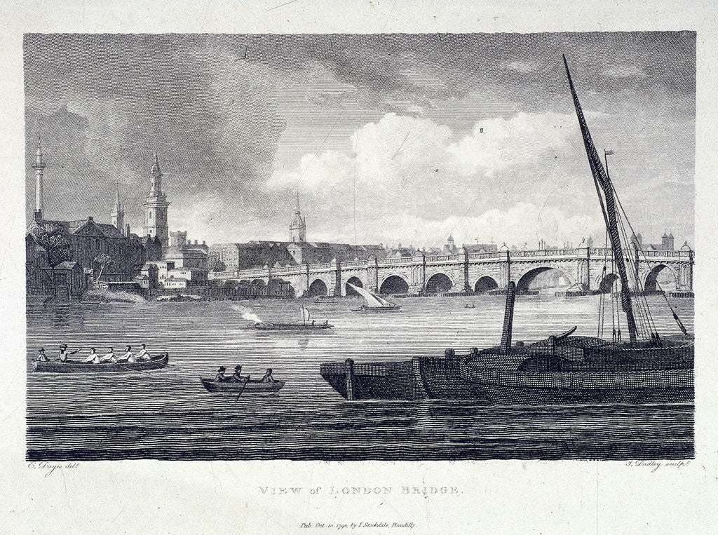 Detail of London Bridge (old), London by J Dadley