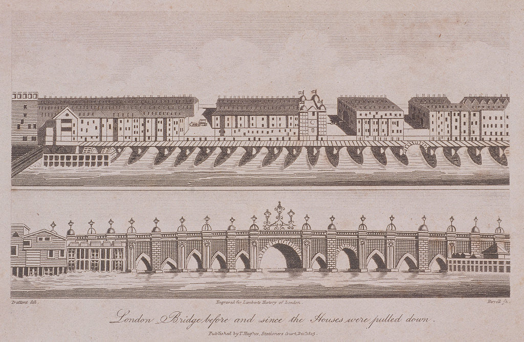 Detail of Two Views of London Bridge (old), London by A Birrell